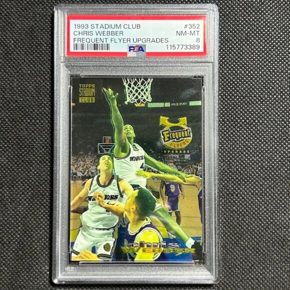 1993 Stadium Club RC ROOKIE Chris Webber Frequent Flyers UPGRADES #352 PSA 8 - Picture 1 of 2